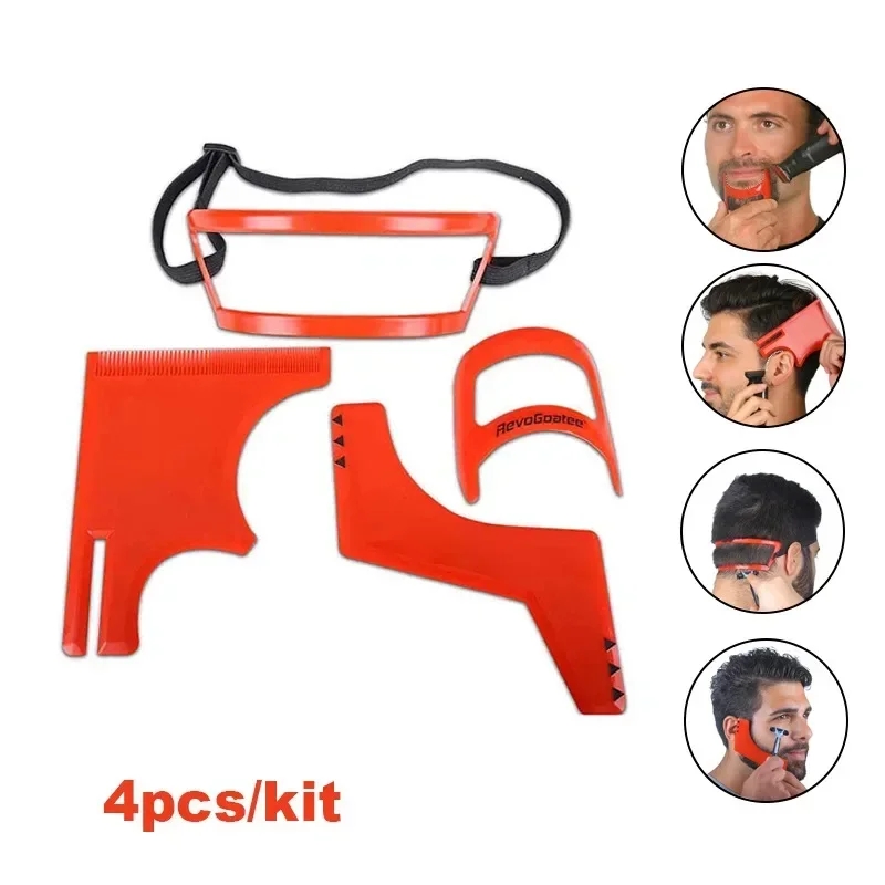 Men'S Grooming Haircut - 2/4Pcs Men's Beard CombsผมTrimmersพลาสติกMen Beard Shapingจัดแต่งทรงผมหวีเครื่องมือความงามสําหรับผมเคราTrimแม่แบบไม้บรรทัด