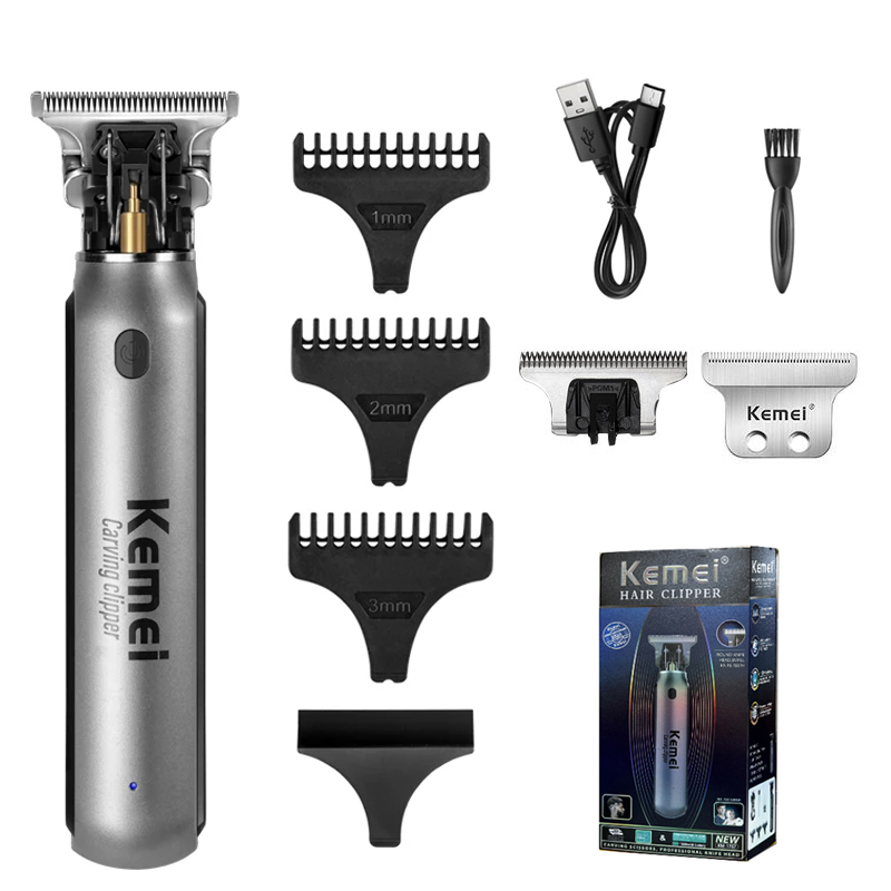 Beard Trimmer Cordless - Kemei ที่ตัดผมไฟฟ้าแบบมืออาชีพสำหรับผู้ชายที่ตัดขนและเคราไร้สายเครื่องตัดผมชุดชาร์จ Km-1757