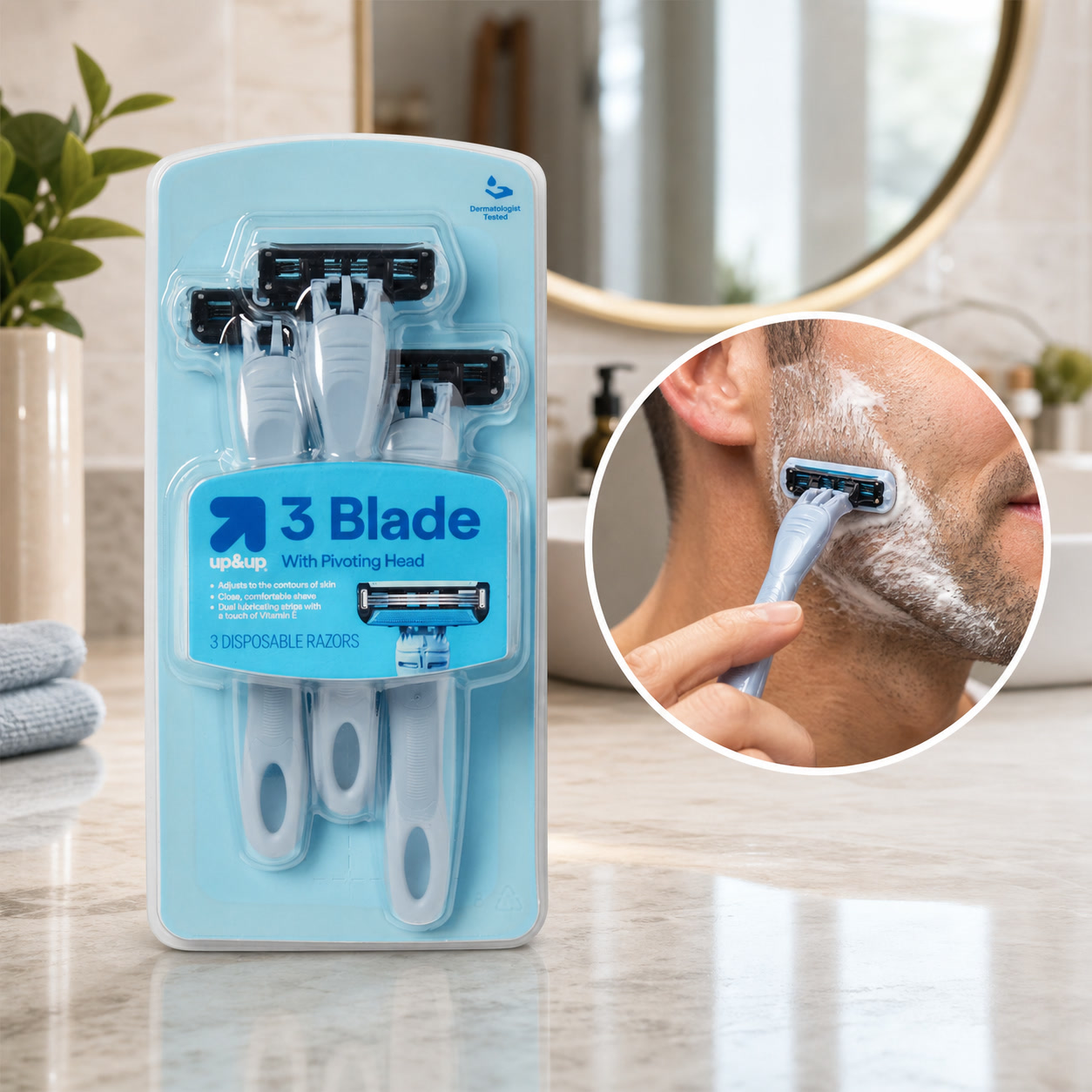Men'S Grooming Blade - มีดโกนหนวดแบบใช้แล้วทิ้งสำหรับผู้ชาย 3 ใบมีด 3 ชิ้น สำหรับผิวบอบบาง
