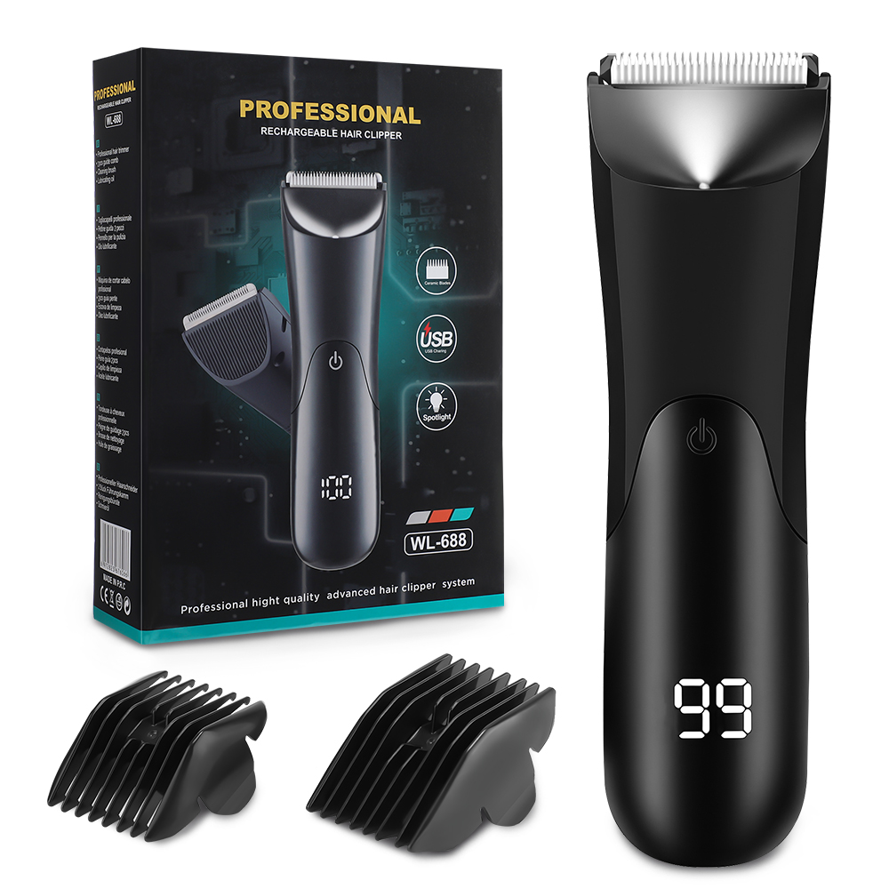 Men'S Grooming Blade - เครื่องโกนหนวดไฟฟ้าสำหรับผู้ชาย ใช้ได้กับขนบริเวณขาหนีบ ขนตามร่างกาย พร้อมไฟ LED สำหรับขนรักแร้