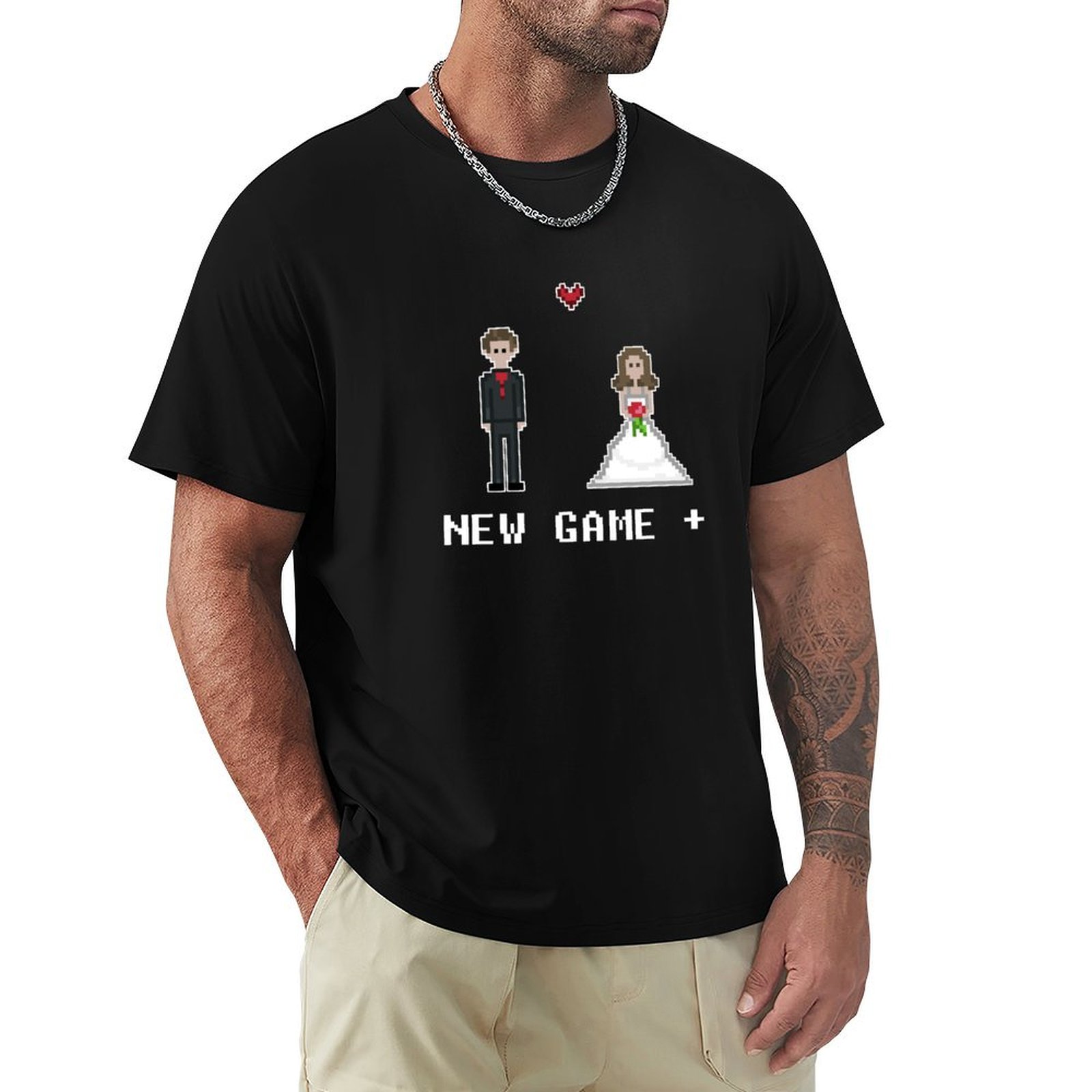 Men'S Grooming Videos - เสื้อยืดลายเกมวิดีโอเกมงานแต่งงานใหม่ 8 บิต เจ้าบ่าวเจ้าสาว ไซส์ใหญ่ ผ้าฝ้ายพื้นฐาน