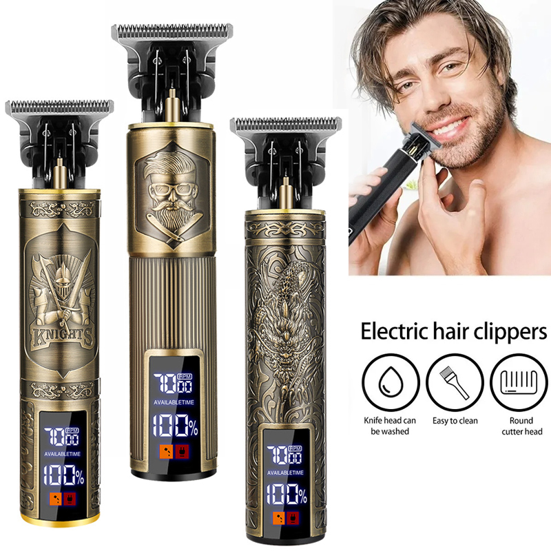 Beard Trimmer Cordless - เครื่องตัดขนไร้สาย T9 สำหรับผู้ชาย ชาร์จเร็วด้วย USB เครื่องโกนหนวดไฟฟ้าแบบวินเทจ