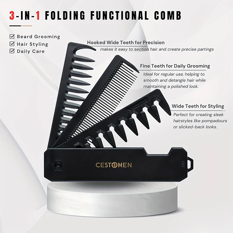หวีจัดแต่งทรงผม 3-in-1 แบบพับไ - Mens Grooming Kit Gift บทวิจารณ์และราคา